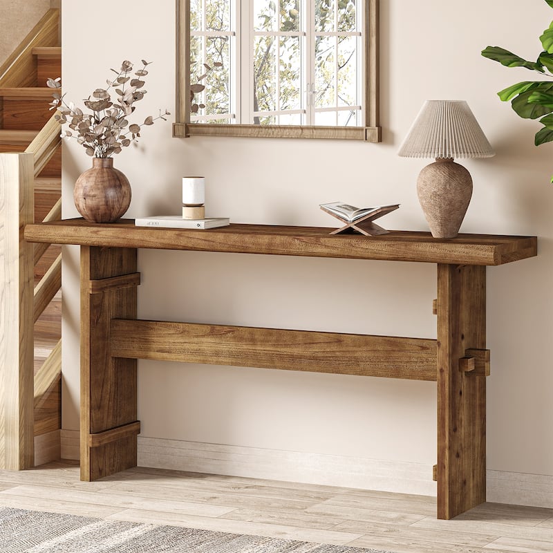 63 Inch Solid Wood Console Table for Entryway - 63" L x 11.8" W x 31.5" H