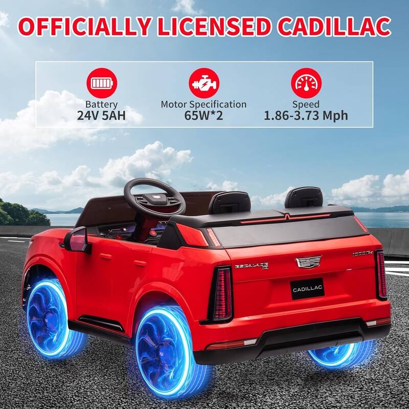 24V Electric 2-Seater Licensed Cadillac Kids Ride-on Car Toy for Kids Best Gifts