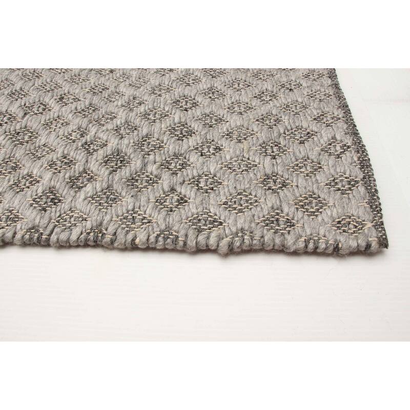 ECARPETGALLERY Hand Tufted Sienna Grey Wool Rug - 6'7 x 9'9