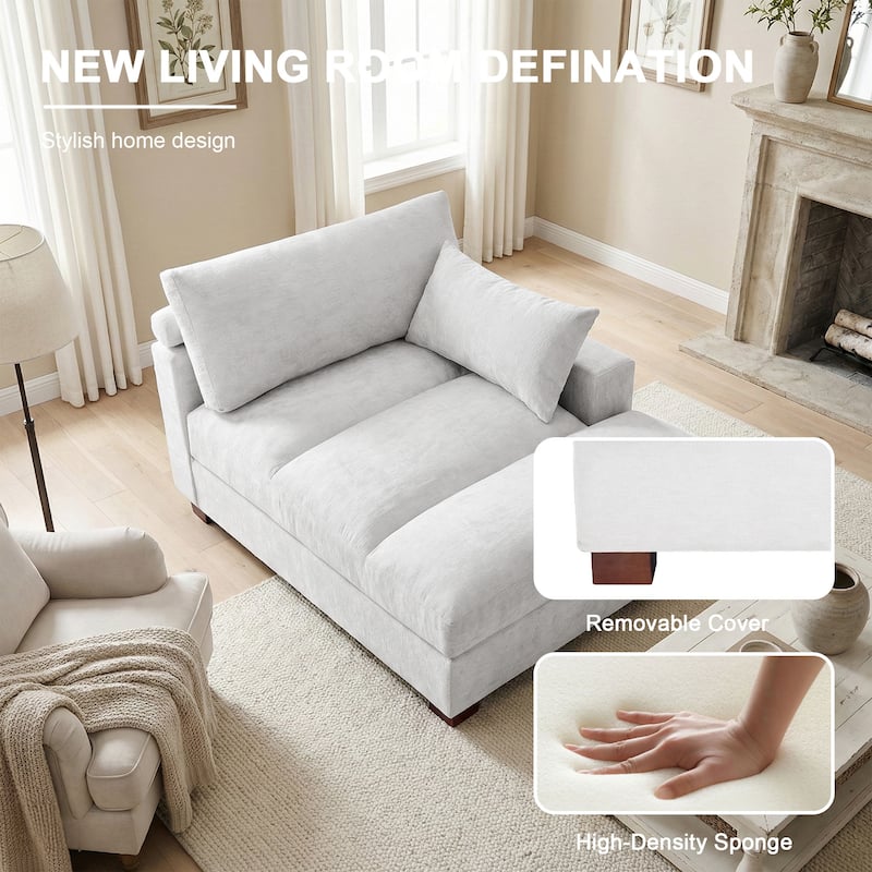 42"W Chenille Upholstered Chaise Lounge