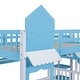 preview thumbnail 7 of 34, Full Over Full Castle Style Bunk Bed Kids Bed with 2 Drawers 3 Shelves and Slide Kids Furniture, Blue