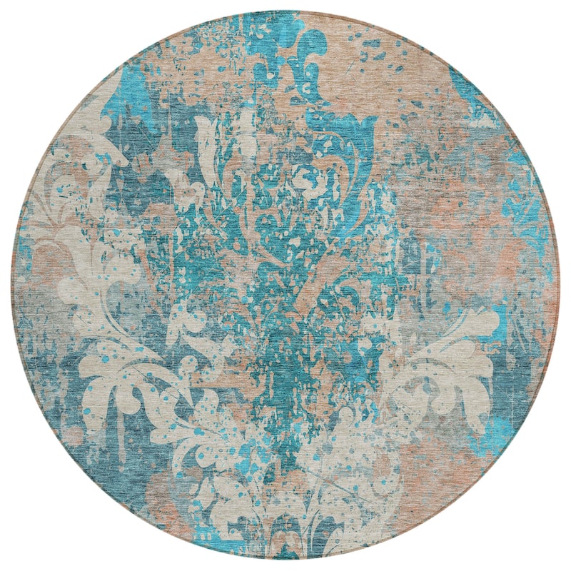 Machine Washable Indoor/ Outdoor Chantille Vintage Damask Rug