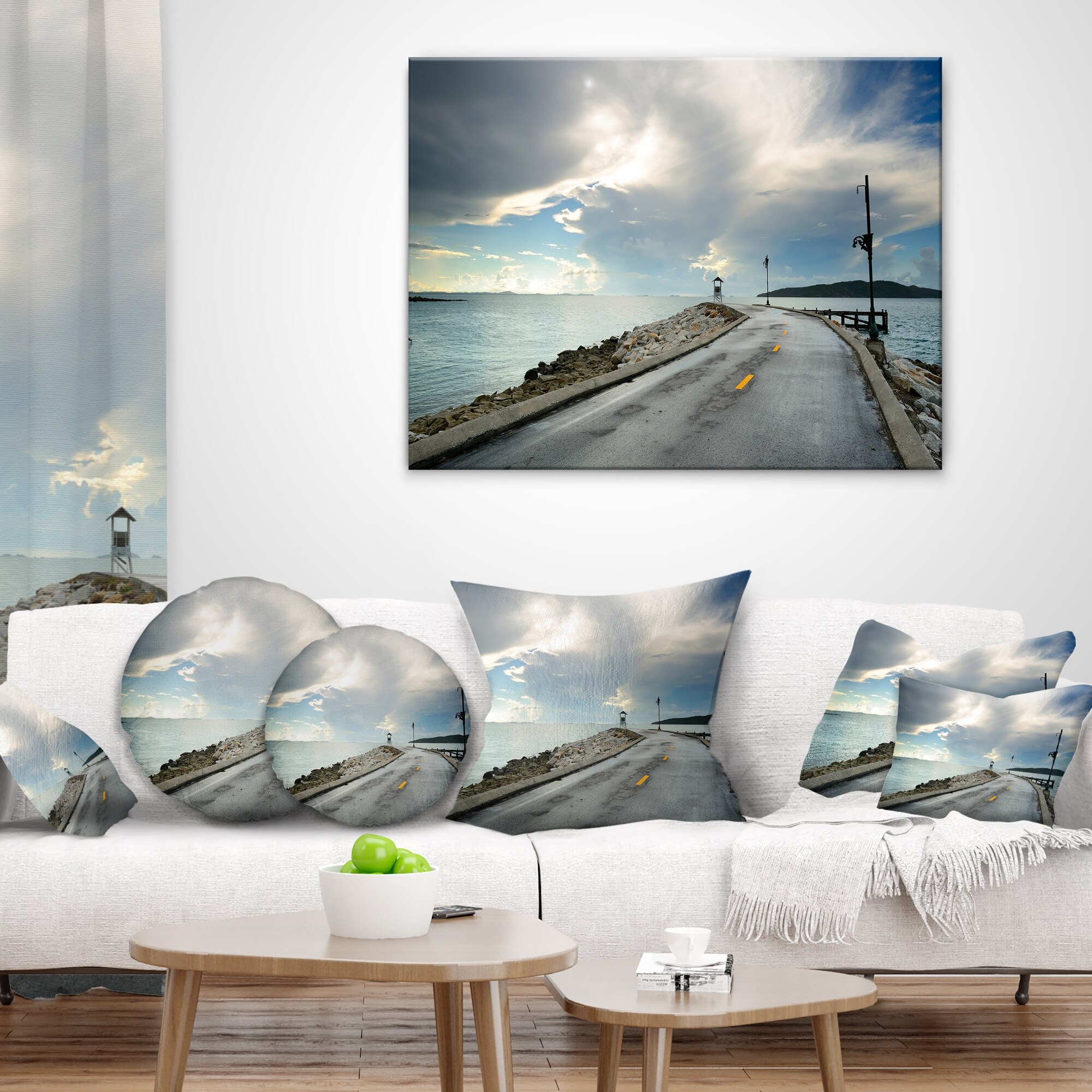 Vintage Pathway into the Ocean - Sea Bridge Canvas Wall  Mini-image