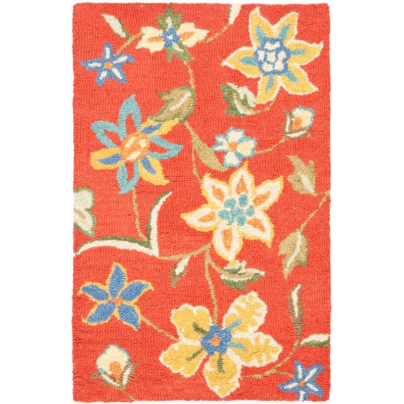 SAFAVIEH Handmade Blossom Shaila Modern Floral Wool Rug - 2'6" x 4' - Rust/Multi