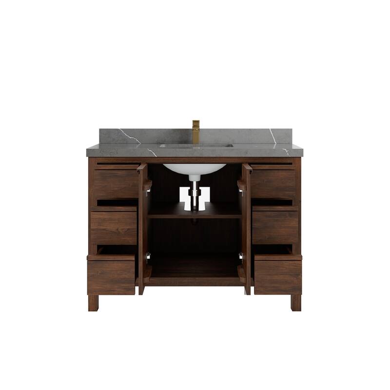Willow Collections 48 in. W x 22 in. D Elizabeth Solid Teak Single Sink Bathroom Vanity with Countertop
