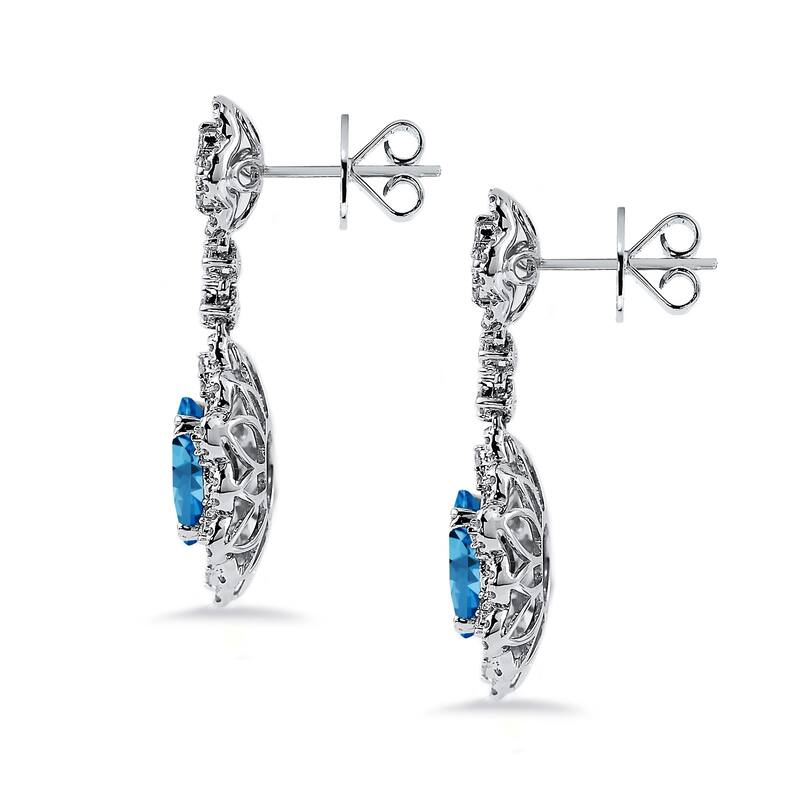 Auriya 6 3/8ct Fancy Oval-cut Topaz Halo Diamond Drop Earrings 1 1/4ctw 18k Gold