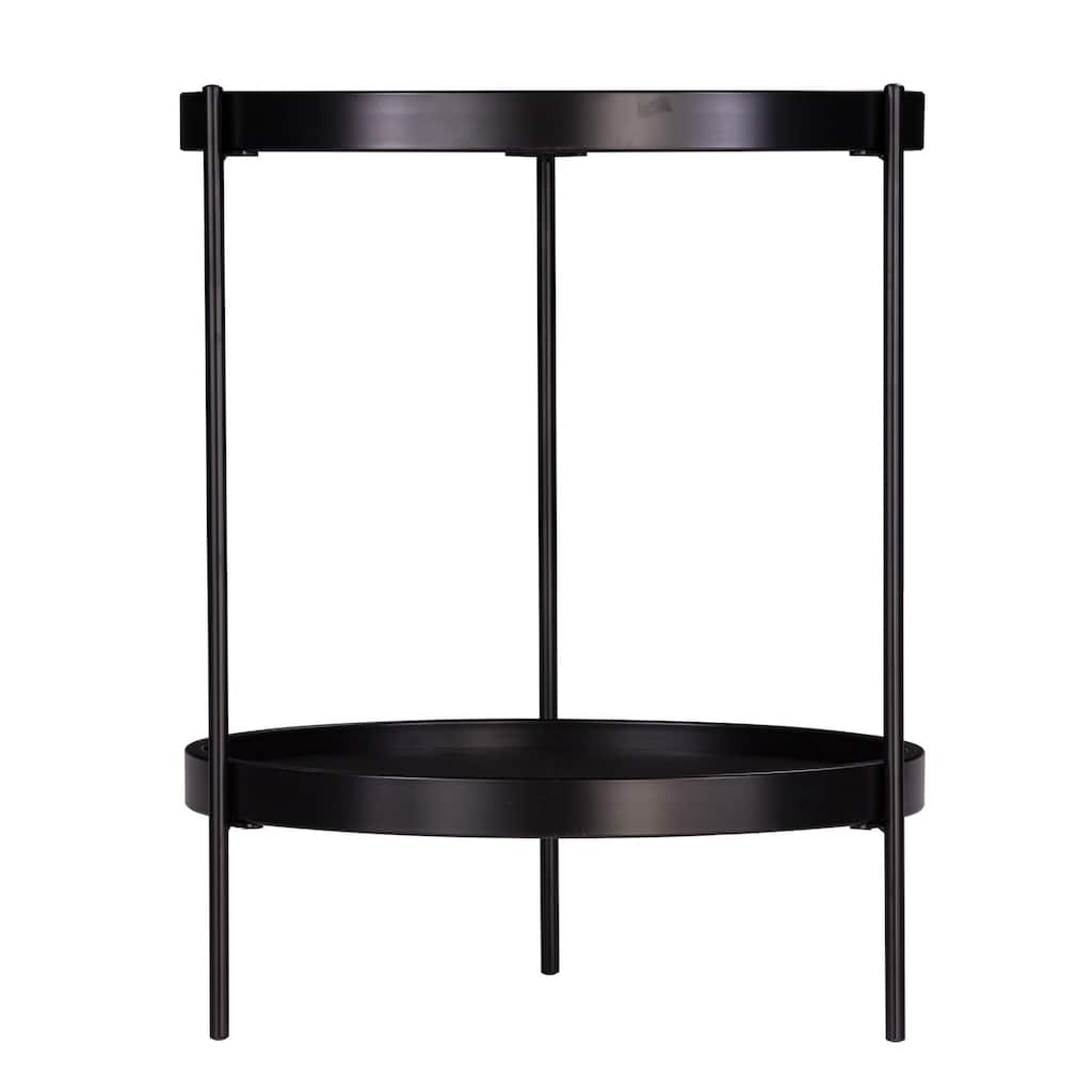 24" Black Manufactured Wood And Iron Round End Table With Shelf - 19.75x19.25x24