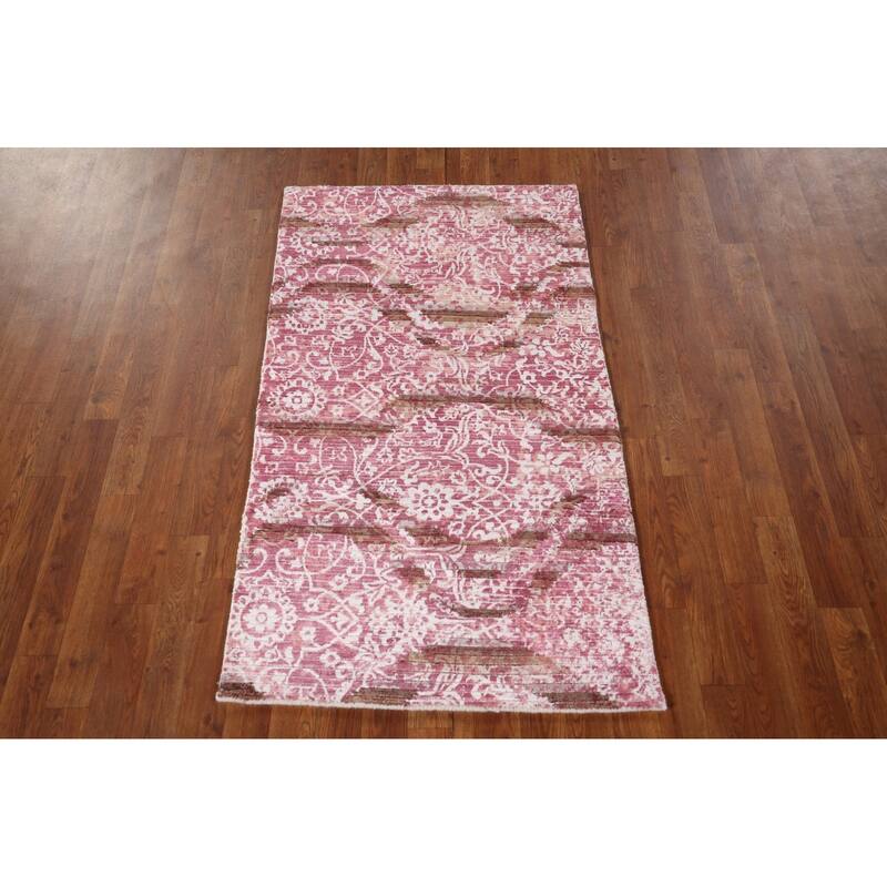 Abstract Indian Modern Accent Rug Handmade Wool Carpet - 2'8" x 4'9"