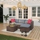 preview thumbnail 1 of 12, 5-Piece Patio Furniture Set, Weather Patio Set - PE Wicker Brown+Light Grey