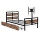 preview thumbnail 8 of 11, Twin Size Metal Platform Kids Bed Frame with Headboard, Two Storage Drawers, and Rotatable TV Stand for Bedroom, Black