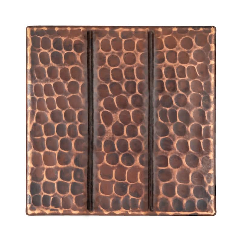 4" x 4" Hammered Copper with Linear Tile Design - Quantity 8 (T4DBL_PKG8)