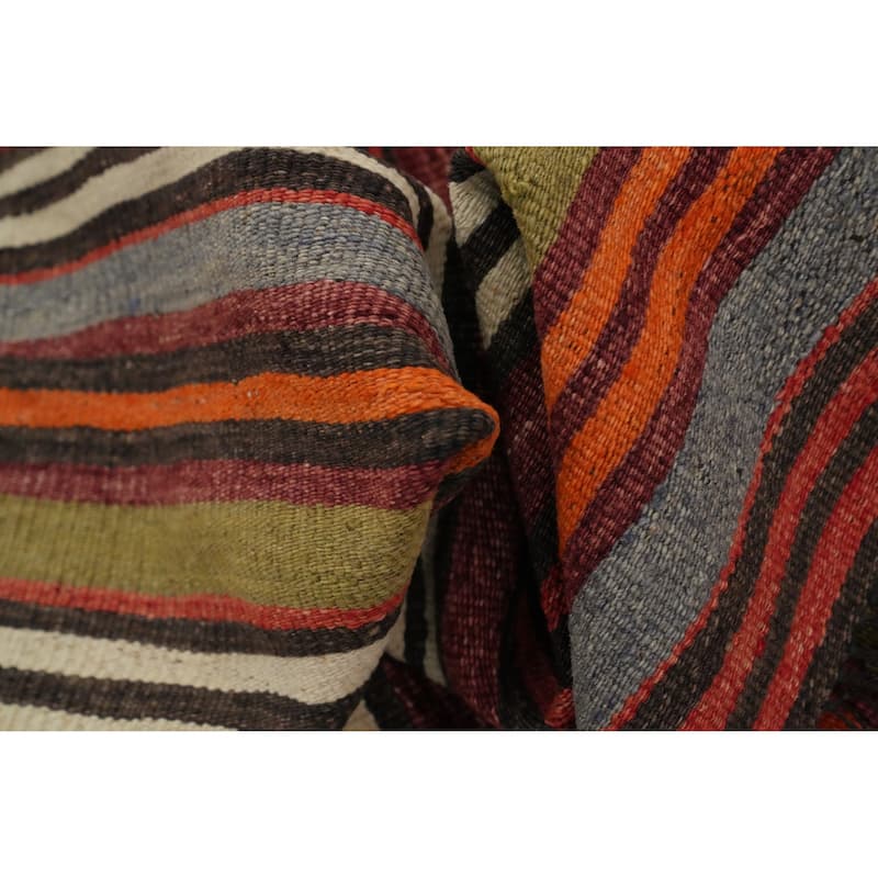 Hand Woven Oriental 100% Wool Carpet Southwestern Geometric Multi-Colored Kilim Area Rug - 11' 6'' X 5' 3''