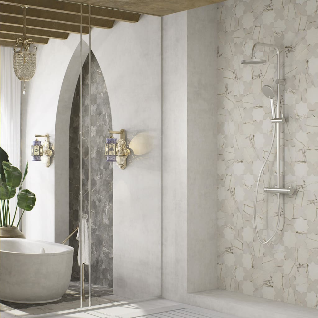 Merola Tile Istanbul Star Day with Day Cross 6" x 12" Porcelain Floor and Wall Tile - Case (32 Tiles)