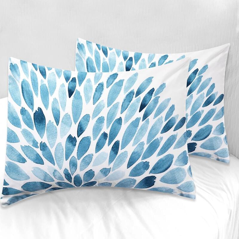 Style Quarters 100% Polyester Duvet Covers Blue Peacock Feather Floral Duvet Cover