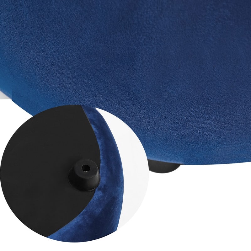 Adeco Velvet Round Storage Ottoman with Removable Lid, Footrest Stool