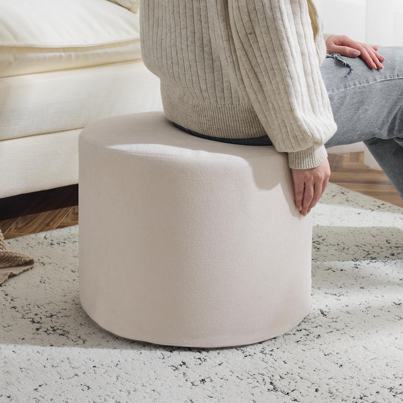 Bezseller Soft Boucle Pouf Ottoman, Comfortable Foot Rest, Full Foam Filling Footstool for Living Room, Bedroom