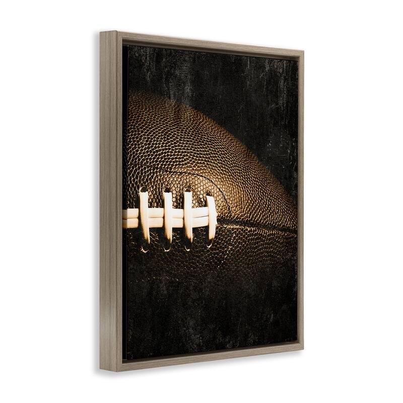 Stupell Rustic Football Close Up Framed Floater Canvas Wall Art Design By Kim Allen