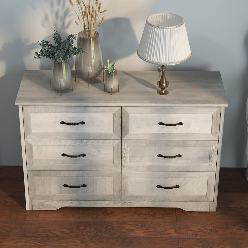 Double Dresser for Bedroom Wood Chest of Drawers