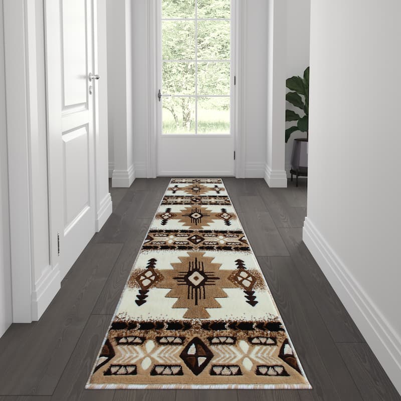 Traditional Southwestern Style Olefin Fiber Geometric Area Rug