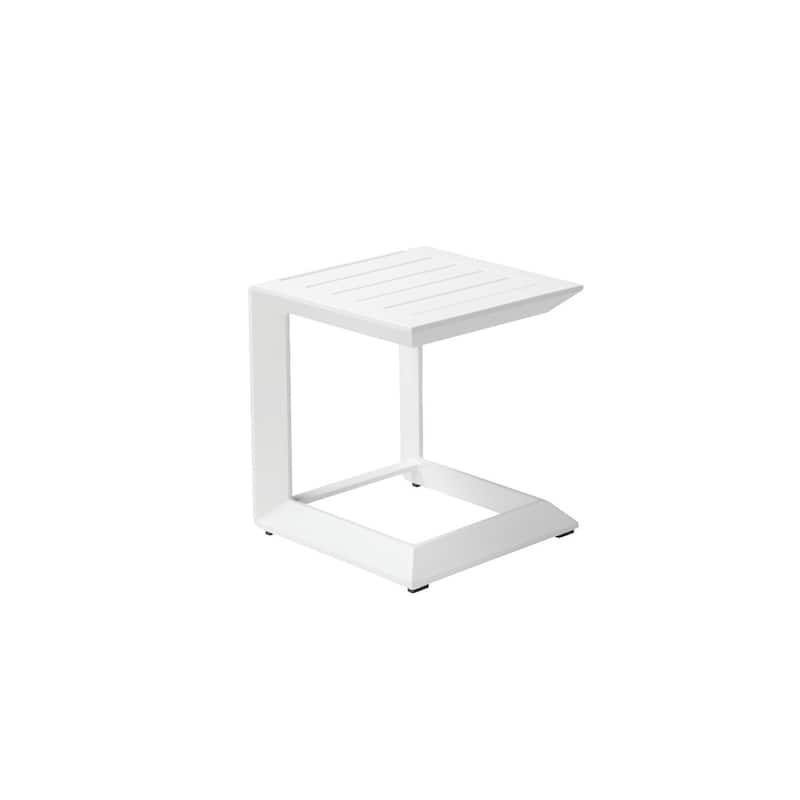 Uniquely Structured Contemporary Aluminum Side Table, White