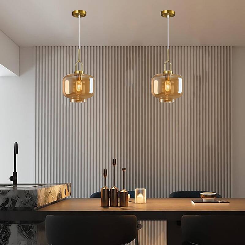 1 Pack hangable light gold pendant light glass, metal bedroom light