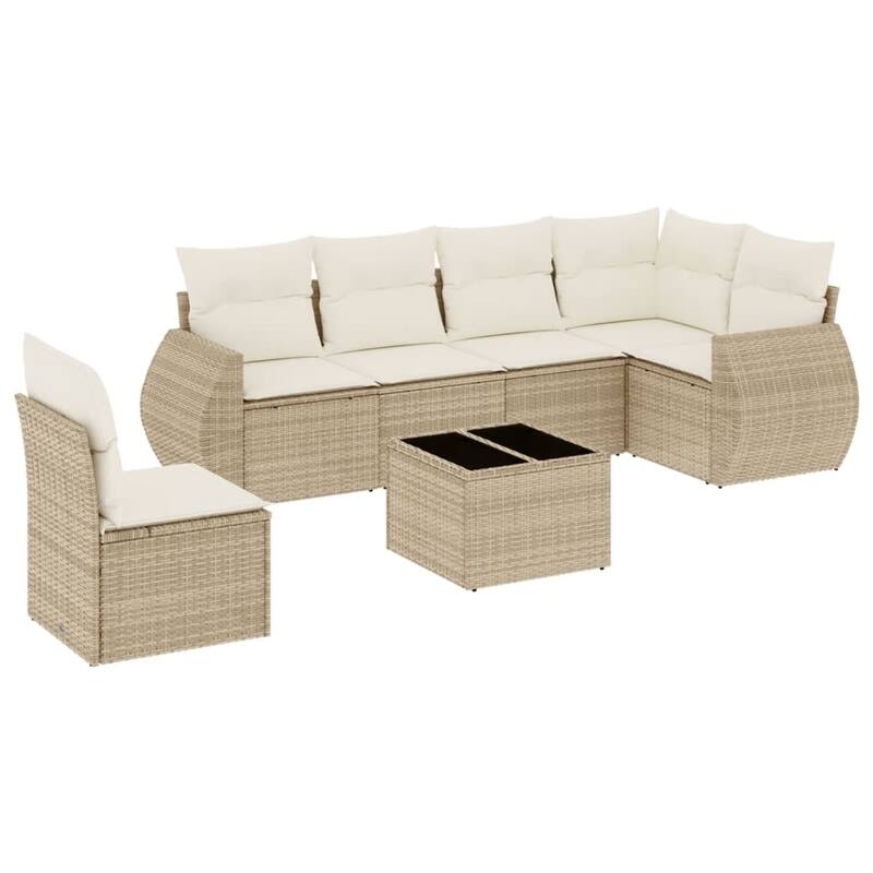 vidaXL Patio Sofa Set with Cushions Outdoor Conversation Furniture Poly Rattan