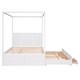 preview thumbnail 16 of 15, Queen Size Canopy Platform Bed with Twin Size Trundle, 3-Storage Drawers, and Sturdy Pinewood Frame, Space-Saving Design, White