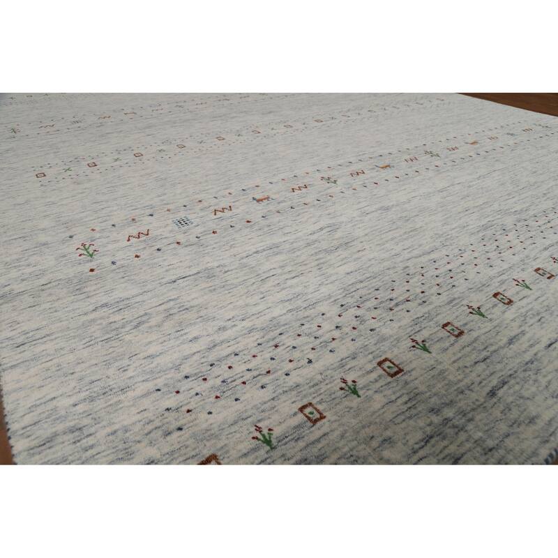 Tribal Animals Gabbeh Oriental Area Rug Handmade Wool Carpet - 8'1"x 9'9"