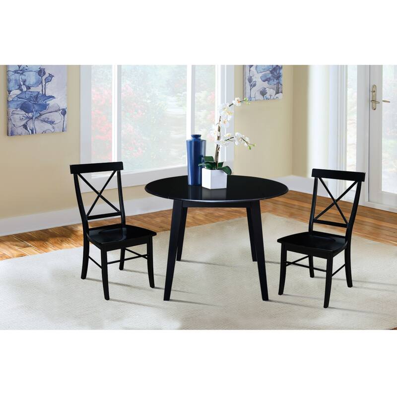 42" Solid Wood Round Dual Drop Leaf Table with Dining Chairs