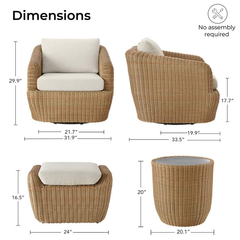 Patio Wicker Furniture Set Outdoor Rattan Bistro Set