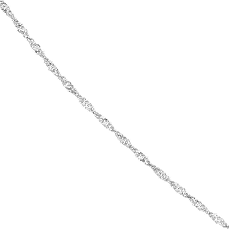 Curata 14k White Gold Singapore Chain Necklace 1.7mm (Lobster)