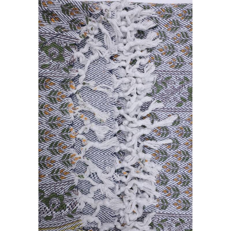 Fabdivine Alia Handcrafted Cotton Throw - Traditional Block Print, Ethnic Living Room Accent,Handwoven Decorative Blanket, 90x54