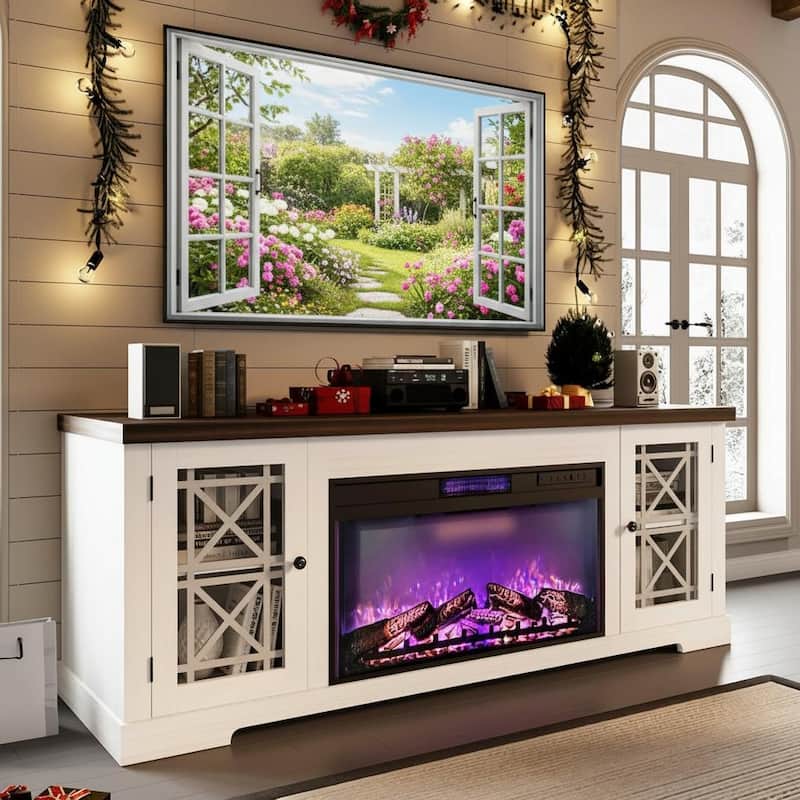 70" Fireplace TV Stand with 36" Remote, Up to 80"