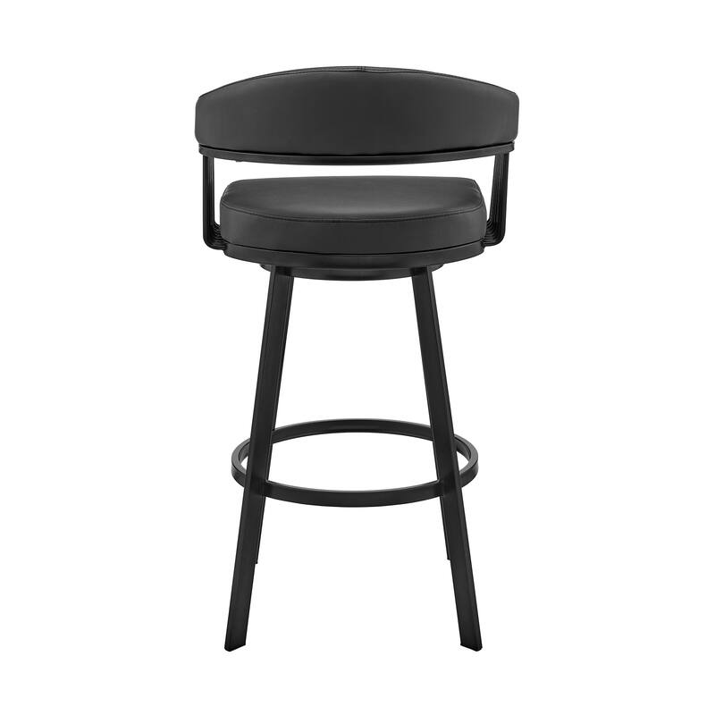 Bronson Faux Leather Upholstered Metal Swivel Bar or Counter Stool