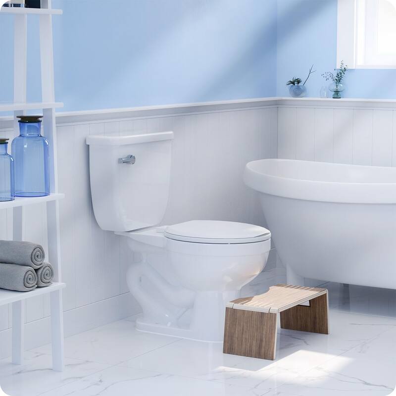 Squatty Potty Oslo Teak Folding Toilet Stool, Compact Stylish and Space-Saving Design for Better Bathroom Posture