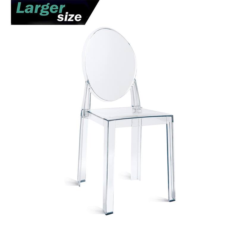 Larger Size Modern Transparent Dining Living Room Ghost Side Dining Room Chair Accent Lounge No Arms Armless Seat