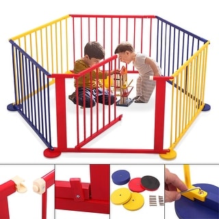 Household 6 Panel Baby Playpen Kids Safety Play Center Yard Play Fence - Multi