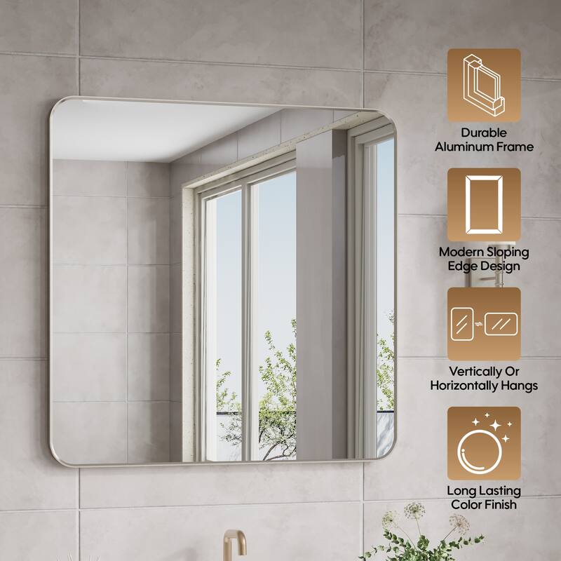 Modern Bathroom Rectangular Wall Mounted Anodized Aluminum Framed Vanity Mirror