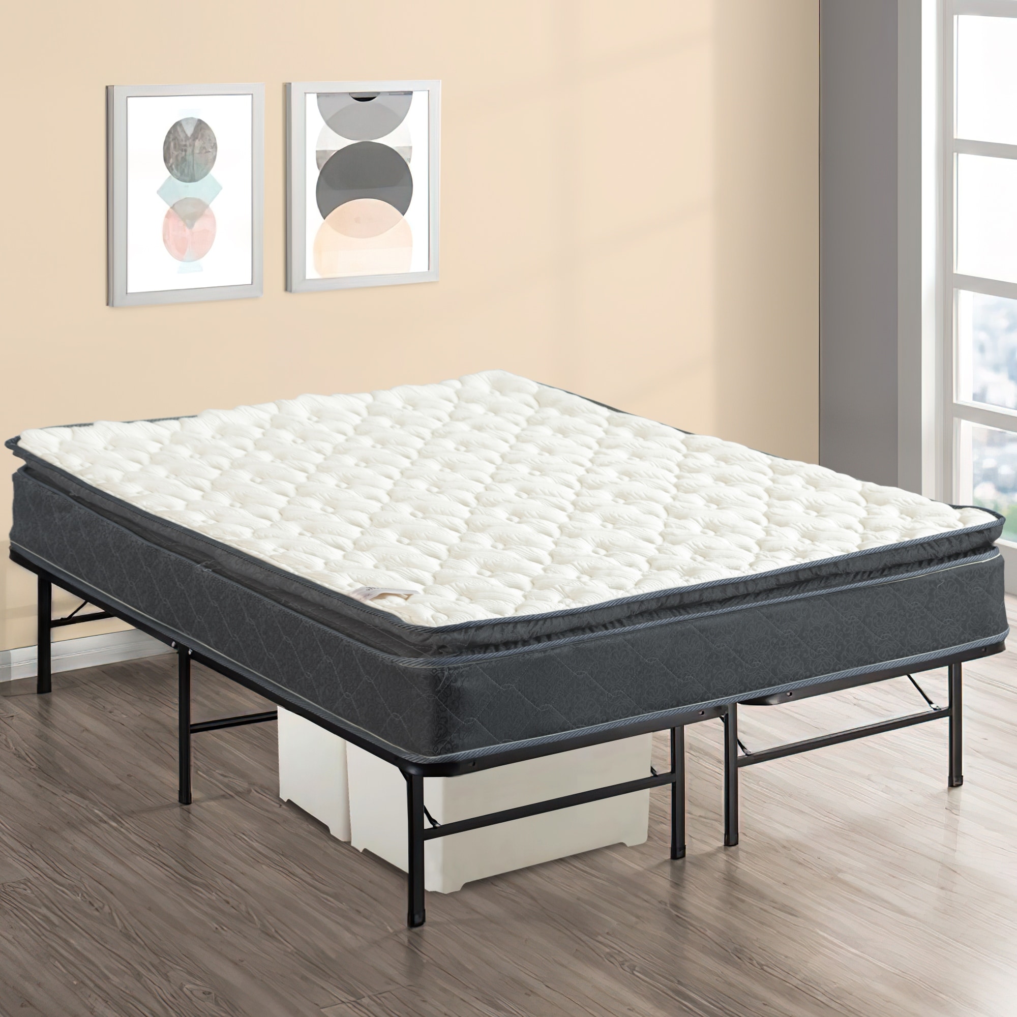 geleider moe Vervolgen Onetan Mattress and Platform Bed Set, 10-Inch Medium Pillow Top Hybrid  Mattress and 14" Metal Platform Bed - On Sale - Overstock - 35449323