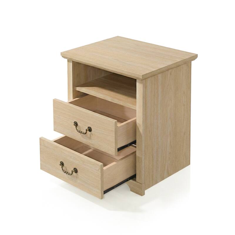 247 Shop At Home Marie 2-Drawer Set of 2 Nightstands with Open Storage Shelf
