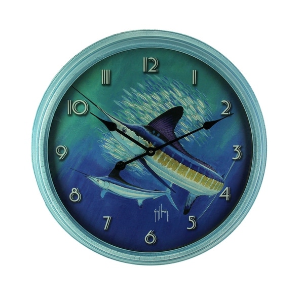 Guy Harvey Blue Sailfish Beveled Frame Round Wall Clock 24 inch - 24.5 X 24.5 X 2.5 inches