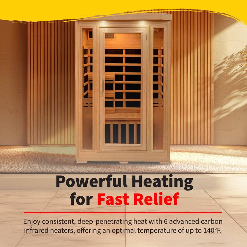 HeatWave Sonoma 2-Person Hemlock Infrared Sauna with 6 Carbon Heaters - 47" W x 45" D x 75" H