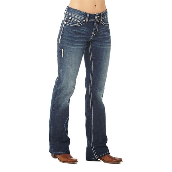 Cowgirl Up Denim Jeans Womens Bootcut Med Dark Stonewash CGJ30605