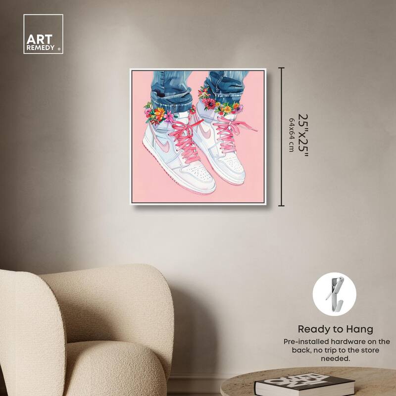 Blush Floral Bloom Sneakers Canvas by Art Remedy