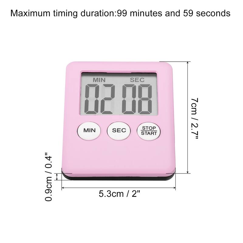 Digital Timer,1Pcs Small Count Down/UP Clock with Magnetic,Kitchen Timer Pink - Pink