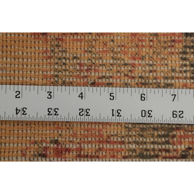 Hand Knotted Oriental Viscose Silk Carpet Modern Abstract Oranges & Rust Abstract Area Rug - 7' 0'' X 5' 5''