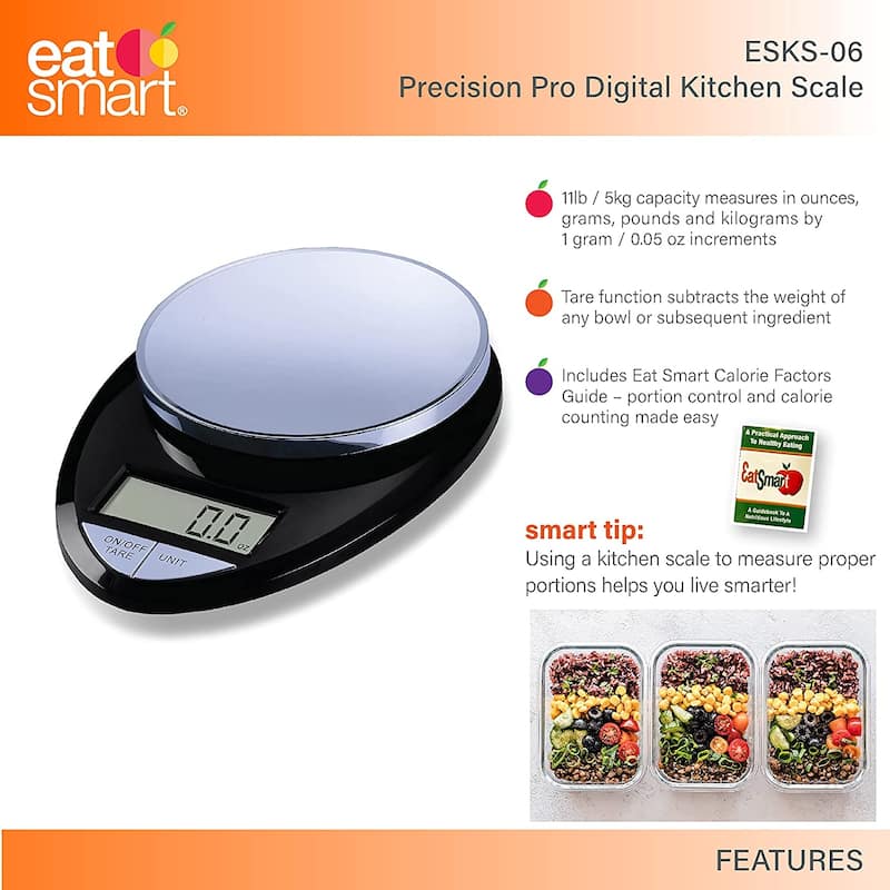 EatSmart Precision Pro Digital Kitchen Scale 8.5" x 6.25" x 2" On