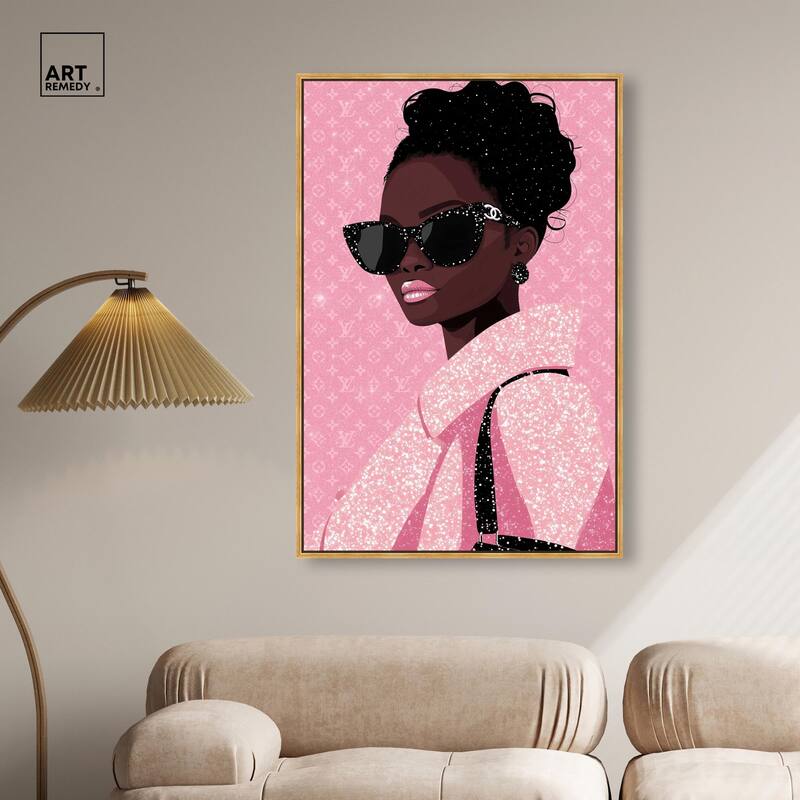 Pink Luxury Woman Canvas by Art Remedy