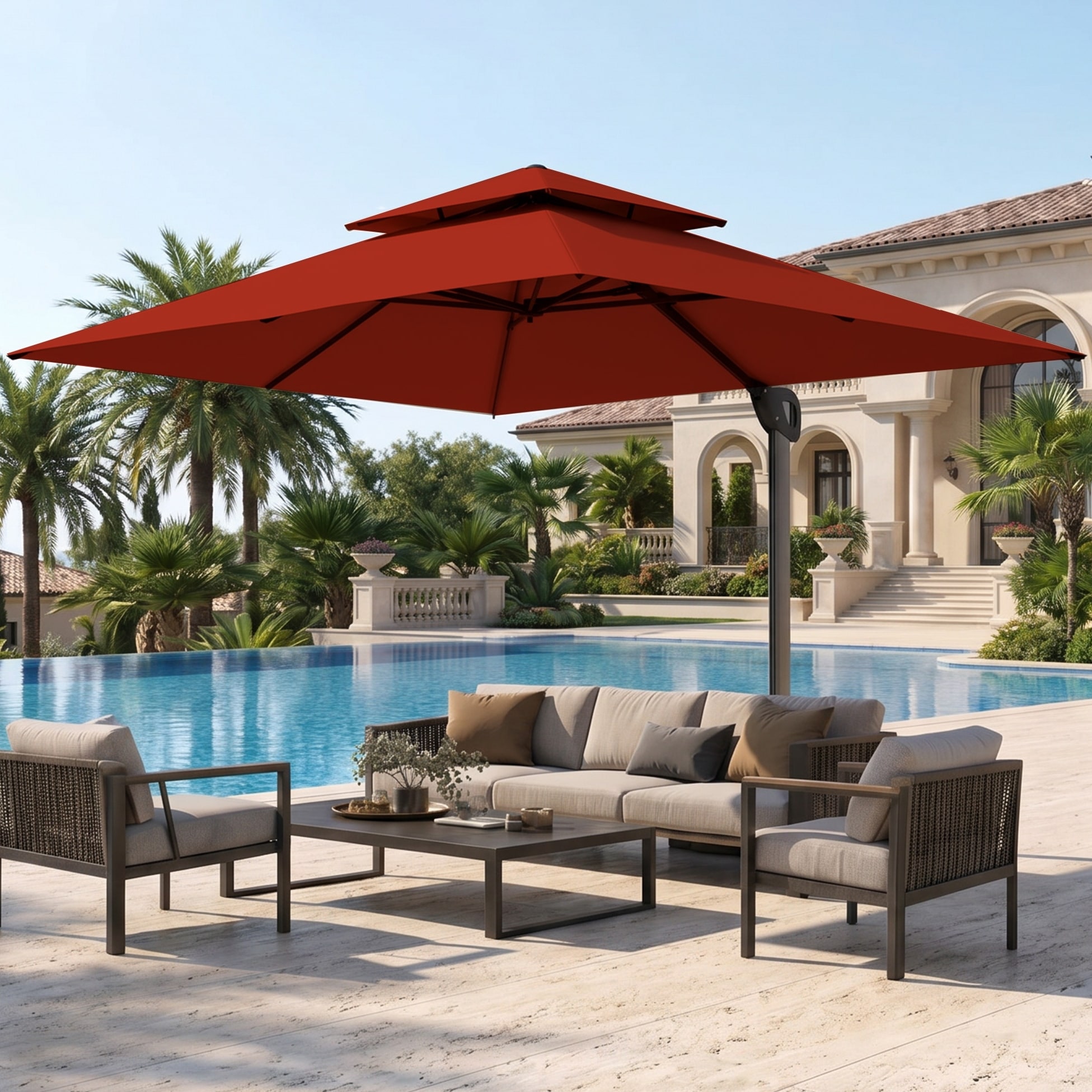 12 foot patio umbrella treasure garden 11' Octagon Aluminum Flex Market Infinite front to back tilt 12 FT Sunbrella Cantilever Umbrella