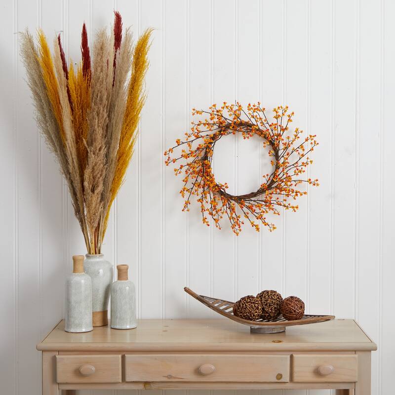 Sweet Bitter Fall Harvest Artificial Wreath, 24-Inch, Unlit